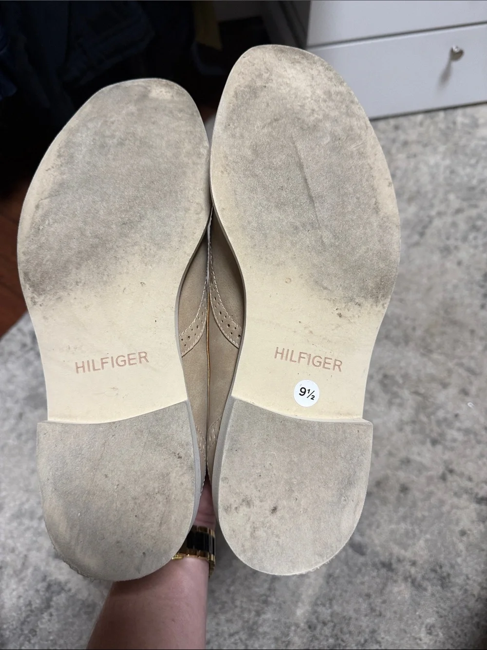 Tommy Hilfiger Beige Wingtip Derby Shoes